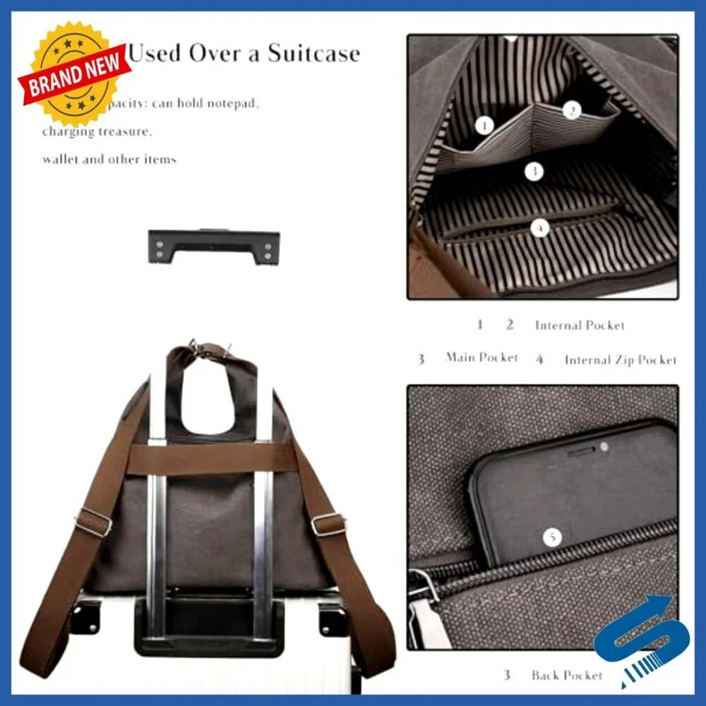 Canvas Backpack Tote Convertible Shoulder Bag Large Capacity Casual Daypack